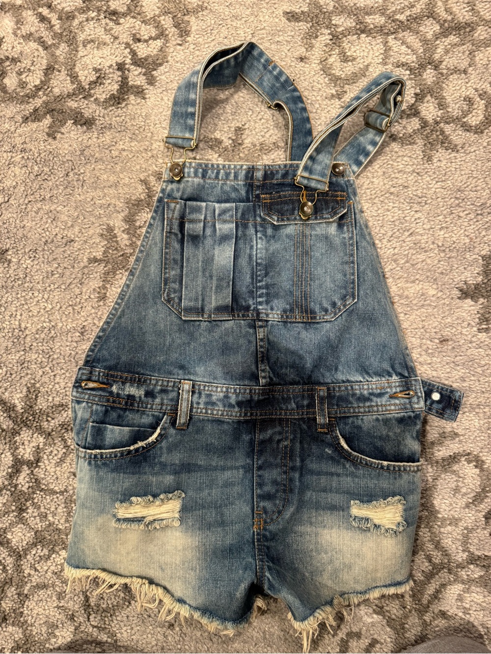 Billabong Denim Overalls with Tan Leather Patch